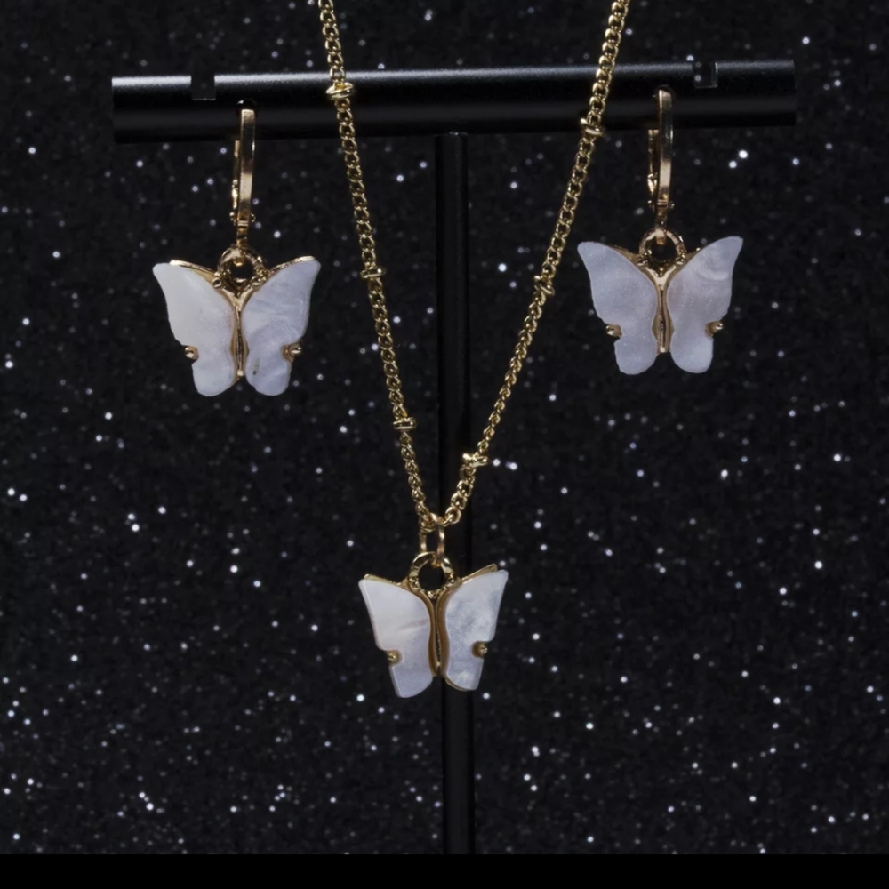 White Butterfly Necklace
